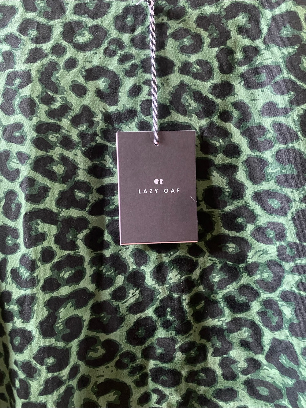 Lazy Oaf Green and Black Leopard Print Short Sleeve Tee - Picture 2 of 6